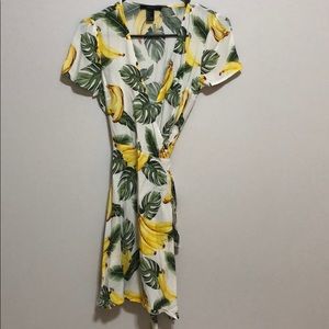 Banana Print Wrap Dress.